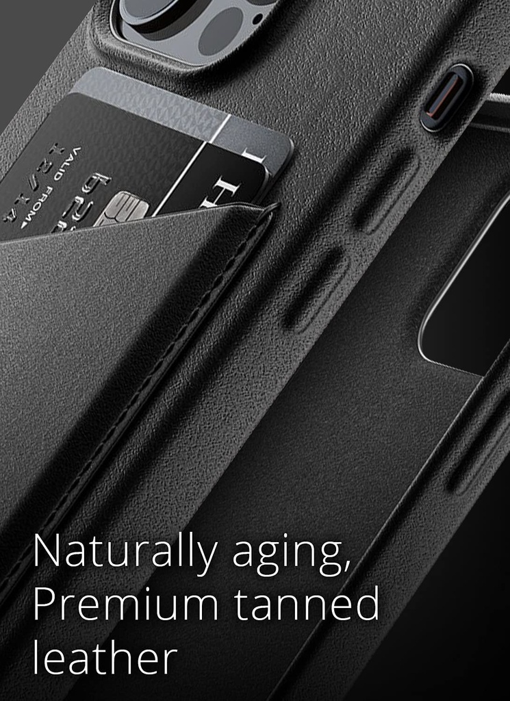 Mujjo Full Leather Wallet Case for iPhone 13 Pro (Black)