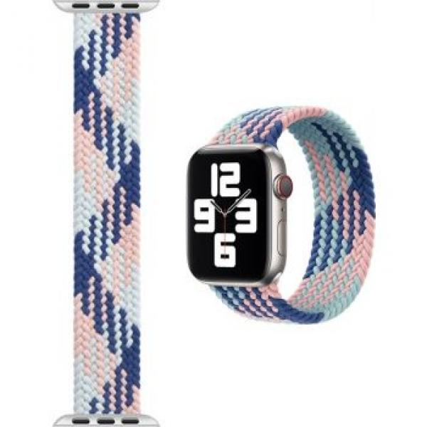 WIWU Braided Solo Loop Watchband For iWatch 42-44mm / M:142mm (Pink/Dark Blue)