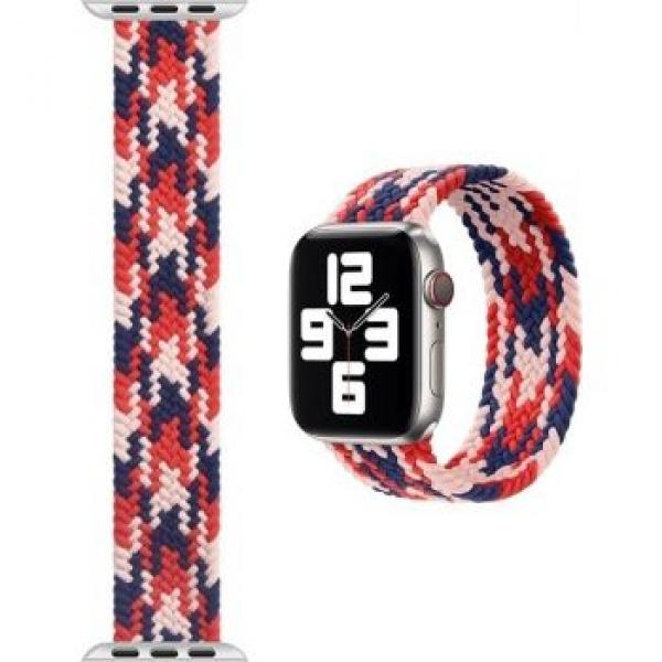 WIWU Braided Solo Loop Watchband For iWatch 42-44mm / S:130mm (Pink/Red)