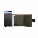 KAVY Credit Card Holder Leather Slim Wallet (Black)