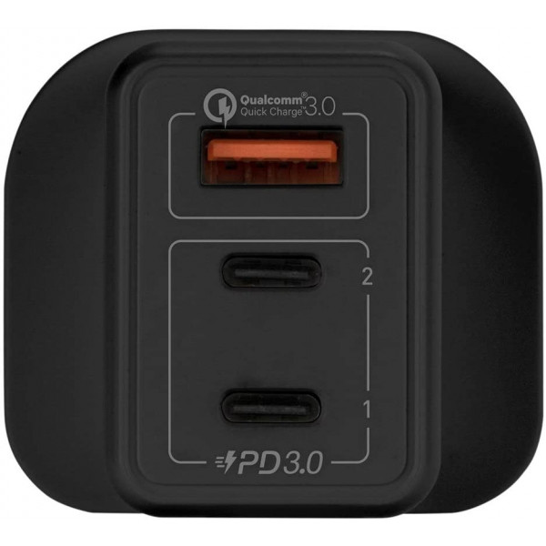 Momax One Plug 65W 3-Port GaN Charger (Black)