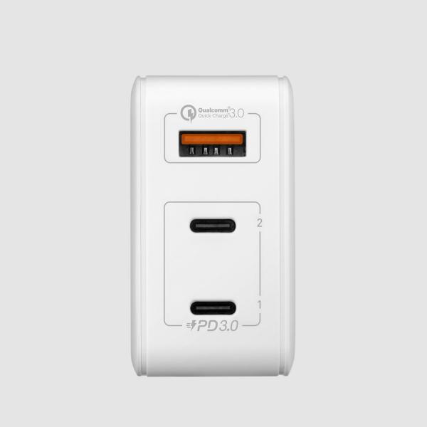 MOMAX ONE Plug 65W 3-Port GAN Charger with 3 Plug (White)