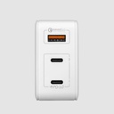MOMAX ONE Plug 65W 3-Port GAN Charger with 3 Plug (White)