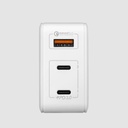 MOMAX ONE Plug 65W 3-Port GAN Charger with 3 Plug (White)