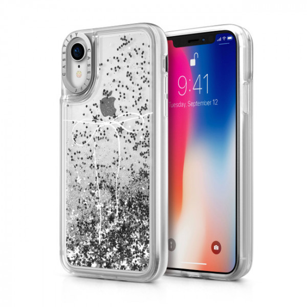 Casetify Glitter Case Take A Bow Silver for iPhone Xr