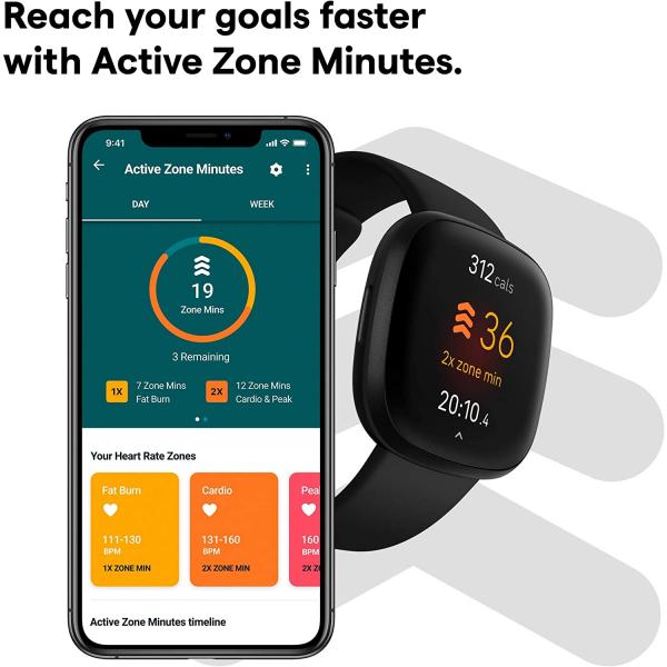 Fitbit Versa 3 Health &amp; Fitness Smartwatch (Black/Black)