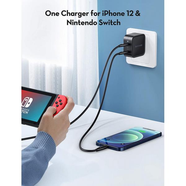 RAVPower GaN PD Pioneer 65W 2-Port Wall Charger UK