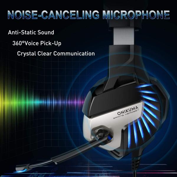 Gaming Headset with Microphone for PS4, PS5, Xbox One, PC