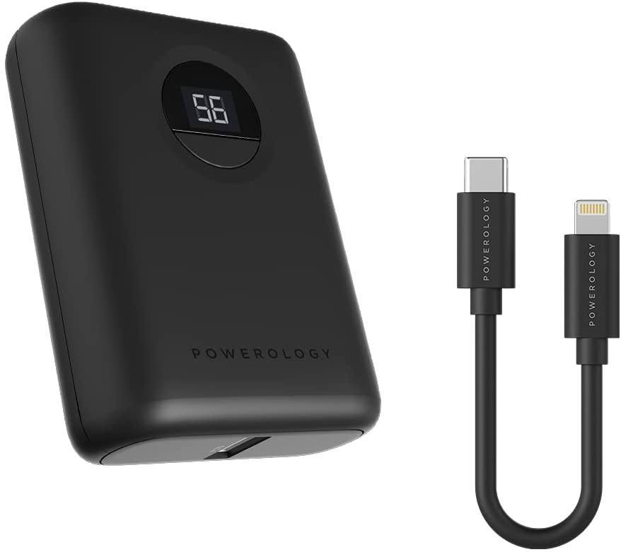 Powerology Ultra-Compact Power Bank 10000mAh PD 20W with MFi USB-C to Lightning Cable 0.9m/3ft