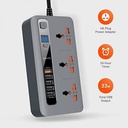 Porodo Multi-Socket 10A and x5 USB Outputs 33W QC 3.0 (Grey)