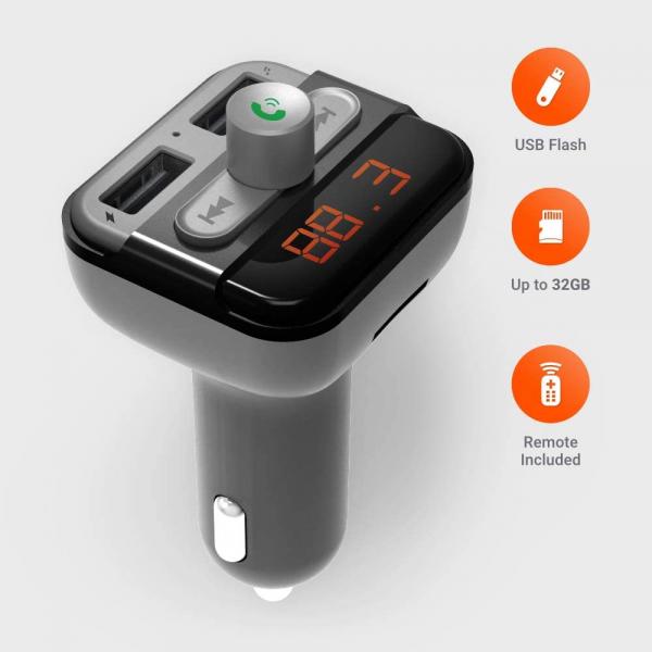 Porodo FM Transmitter and Fast Charging Car Charger 3.4 amp / 15 W