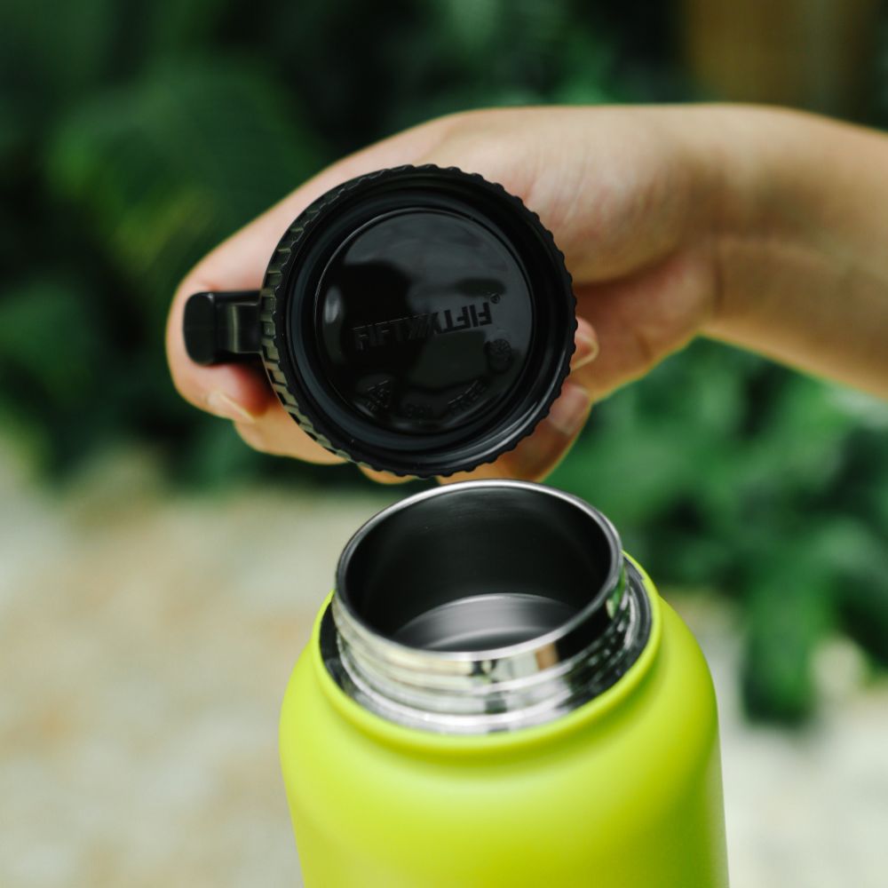 Fifty Fifty Vacuum Insulated Bottle 3 Finger Lid 1L (Stainless Steel)