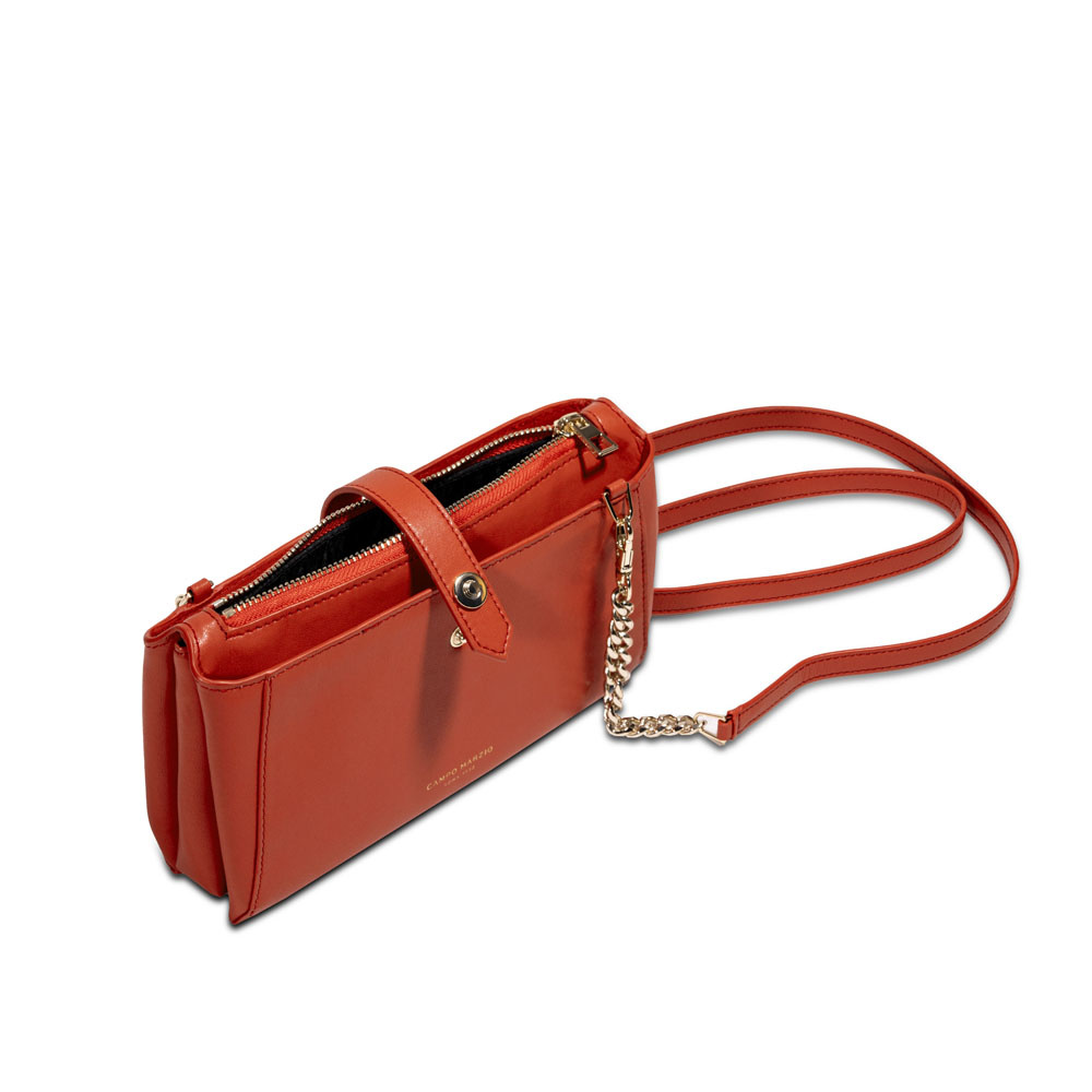 Campo Marzio Bag with Double Compartment and Removable Crossbody Strap (Tangerine Tango)