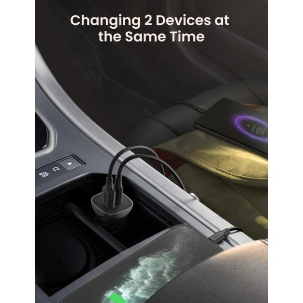 UGREEN Dual Car Charger Aluminum 18W PD (Space Gray)