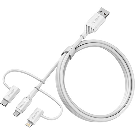 OtterBox 3-in-1 USB-A-Micro/Lightning/USB-C Cable (White)
