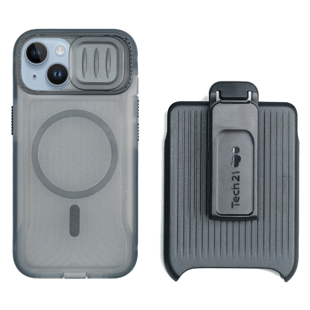 تيك21 إيفو ماكس كفر آيفون 14 بلس ماج سيف مع قاعدة (أسود شفاف)