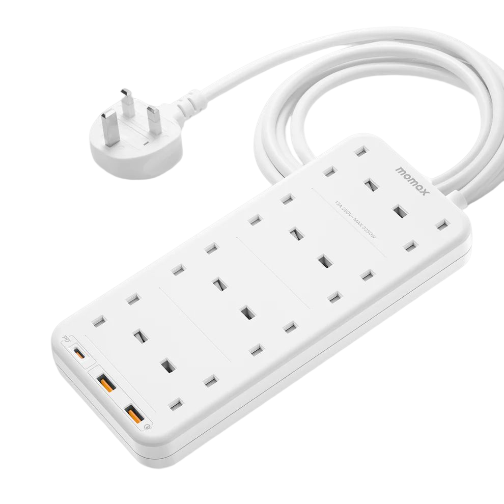 Momax ONEPLUG PD20W 2A1C 8 outlet strip (White)