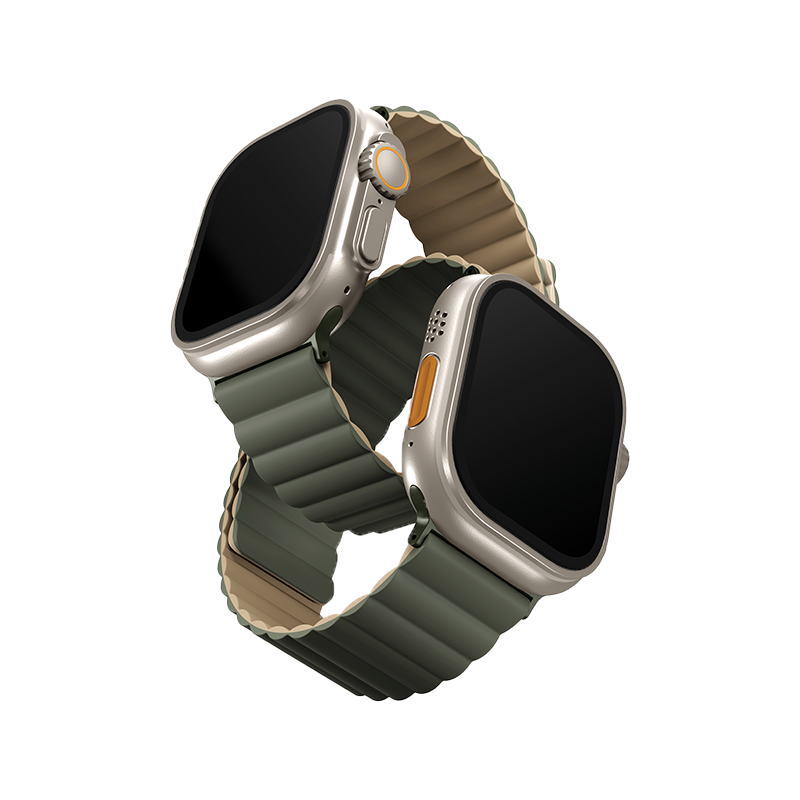 UNIQ Revix Reversible Magnetic for Apple Watch Strap 49/45/44/42mm Moss (Moss Green/Tan)