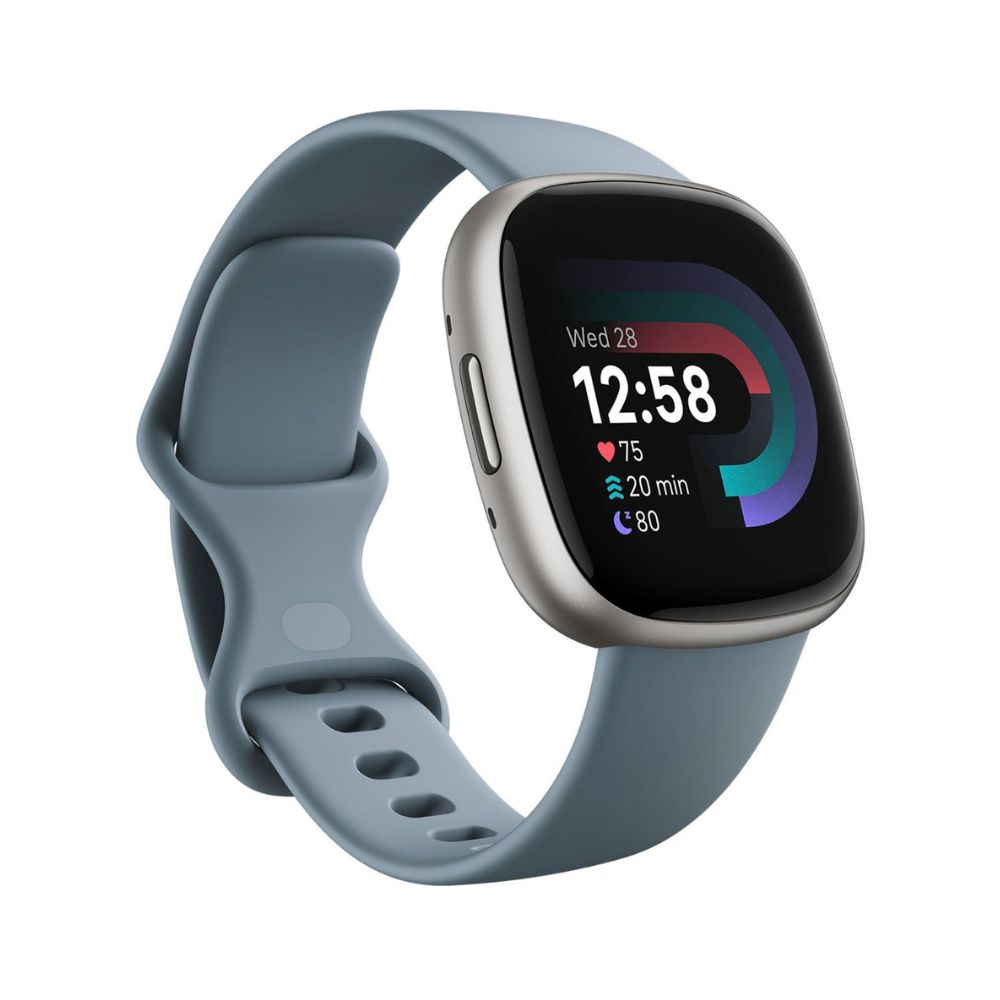 [FB523SRAG] Fitbit Versa 4 (Waterfall Blue/Platinum)