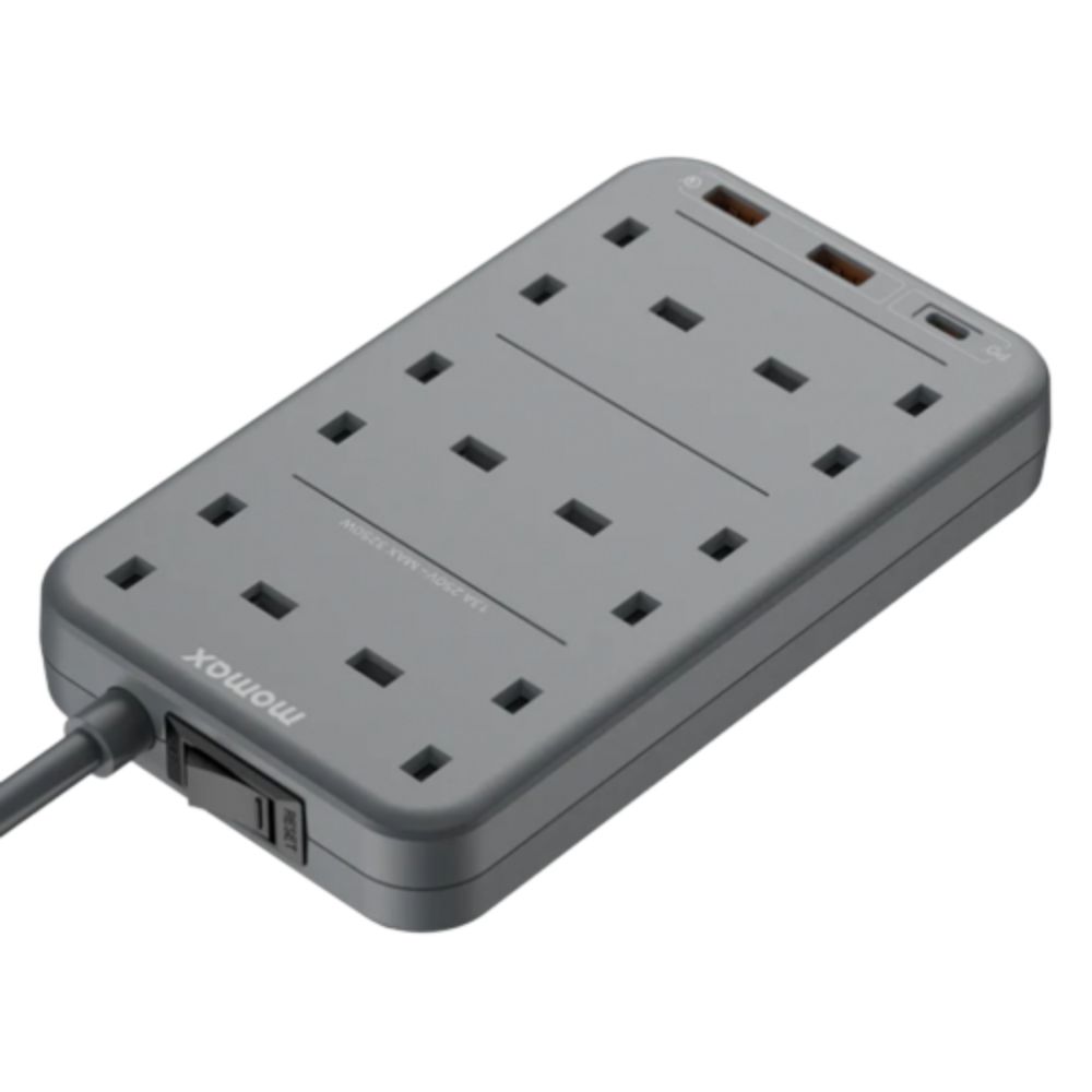 Momax OnePlug 6-Outlet USB Power Strip (Grey)