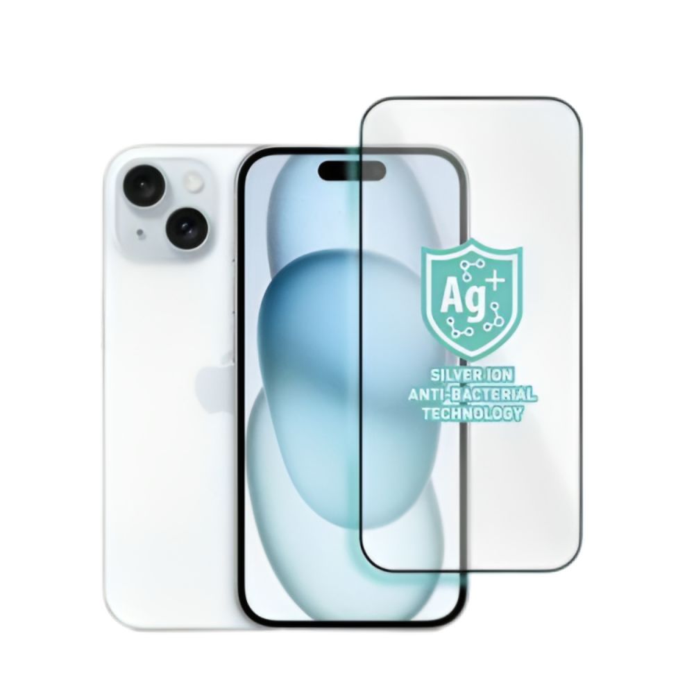 Torrii BodyGlass Anti-Bacterial Full Coverage Screen Protector for iPhone 15/14 Pro (Black)