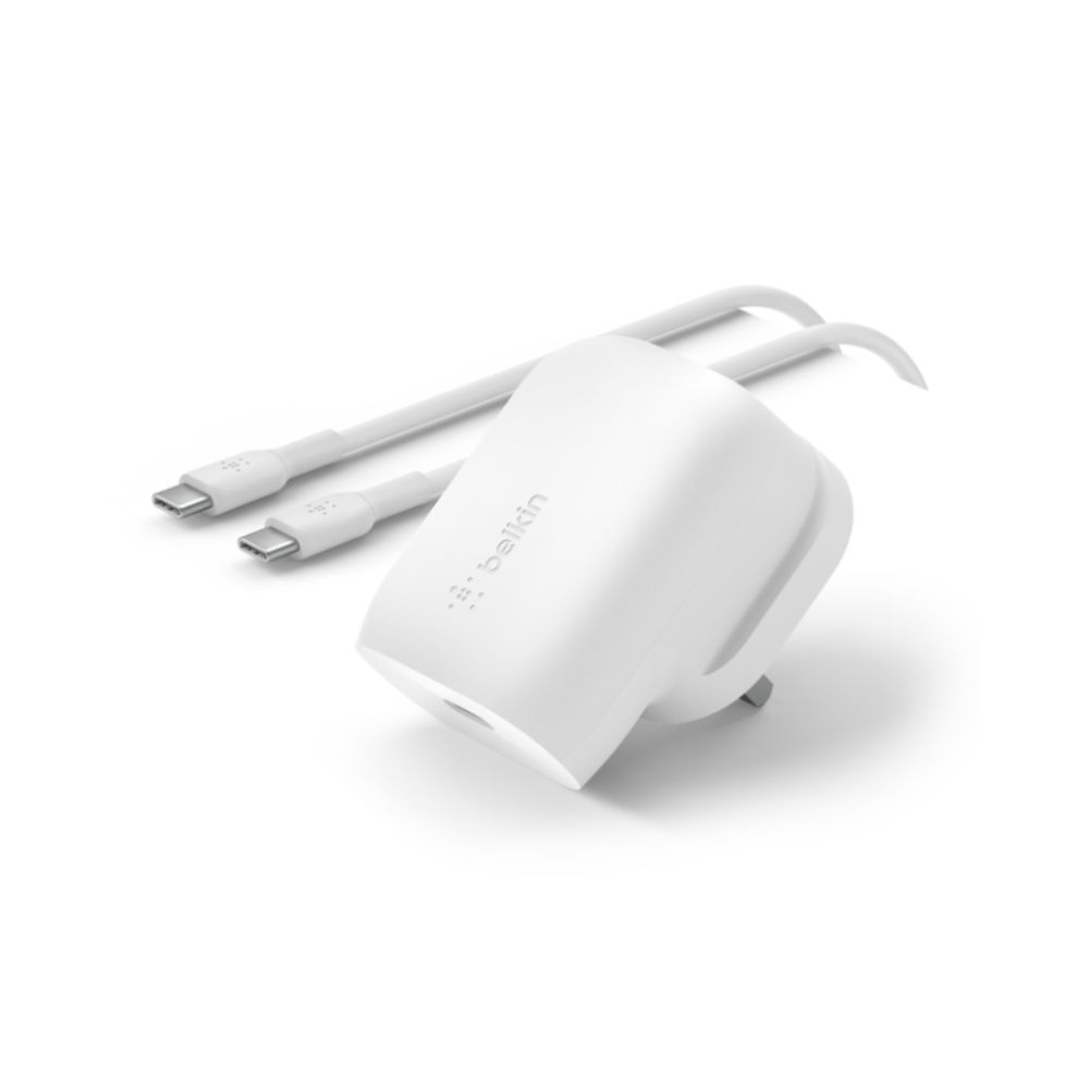 Belkin PD 30W PPS USB-C Wall Charger with 1m PVC USBC-C Cable (White)