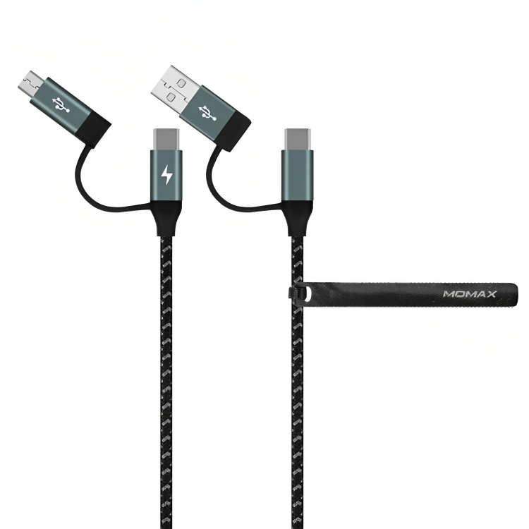 Momax Go Link 4 in 1 Type C to C Micro & USB Cable (Grey)