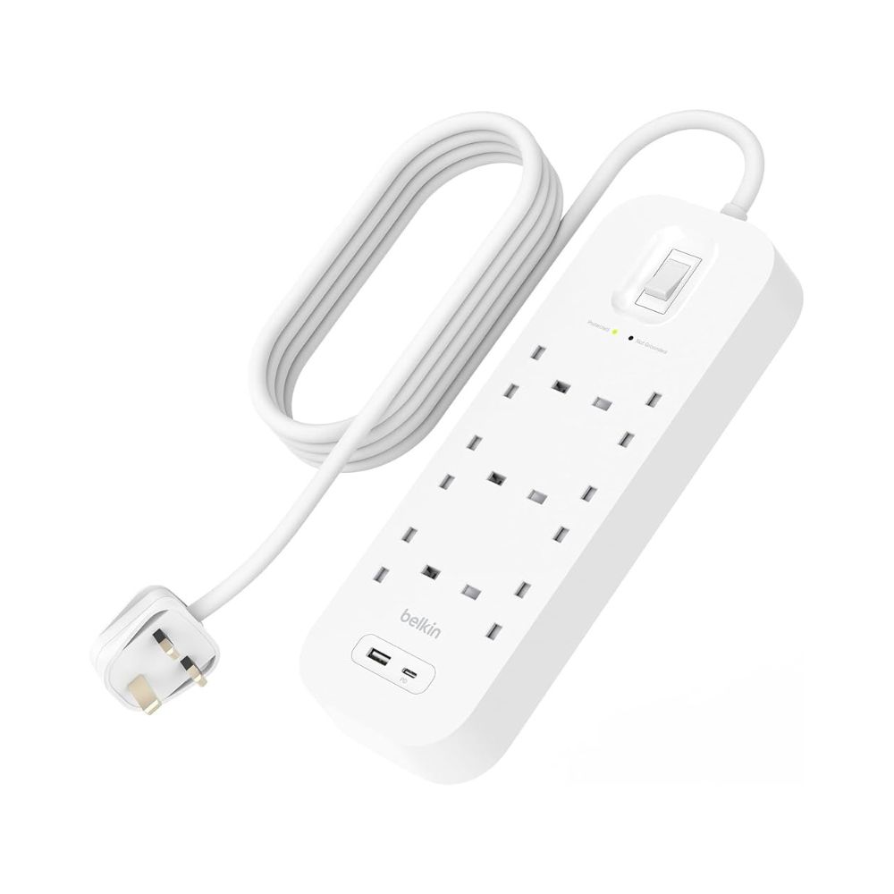 Belkin 6-outlet Surge Protector 18W, USB-A &amp; USB-C Ports 2M