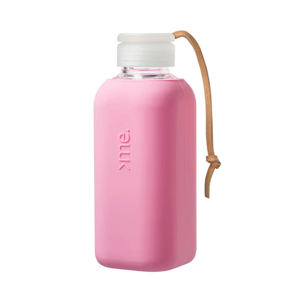 Squireme Y1 Glass Bottle with Silicone Sleeve 600ml (Powder Pink)