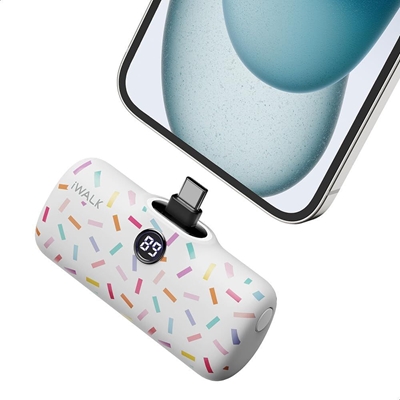 iWalk Linkme Pro Fast Charge Pocket Battery USB-C 4800 mAh (White Pattern)