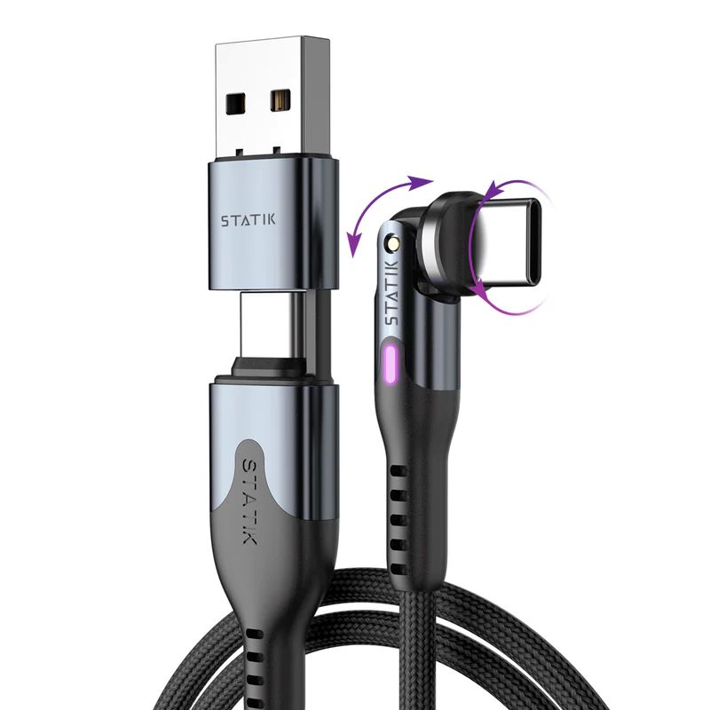 Statik PowerPivot Pro 100w Nylon Braided USB-C to C Cable 1.8M (Black)