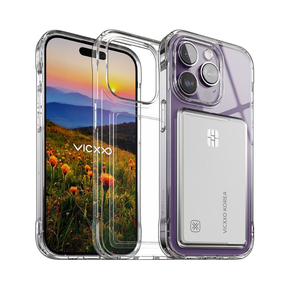 Vicxxo Levic Tough Cardslot Cover for iPhone 14 Pro (Clear) 