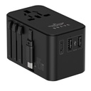 Brave Universal Travel Adapter, GaN3 Fast Charger 45W with Type-C Retractable Cable & 2 USB-A + 1 Type-C Port, 2500W Max, BTC-34 (Black)