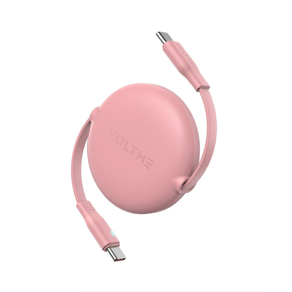 Voltme Powerlink YoYo Cable 5A 1.0M Retractable (Dual-Way Retractable Cable) Type C to Type C (Pink)