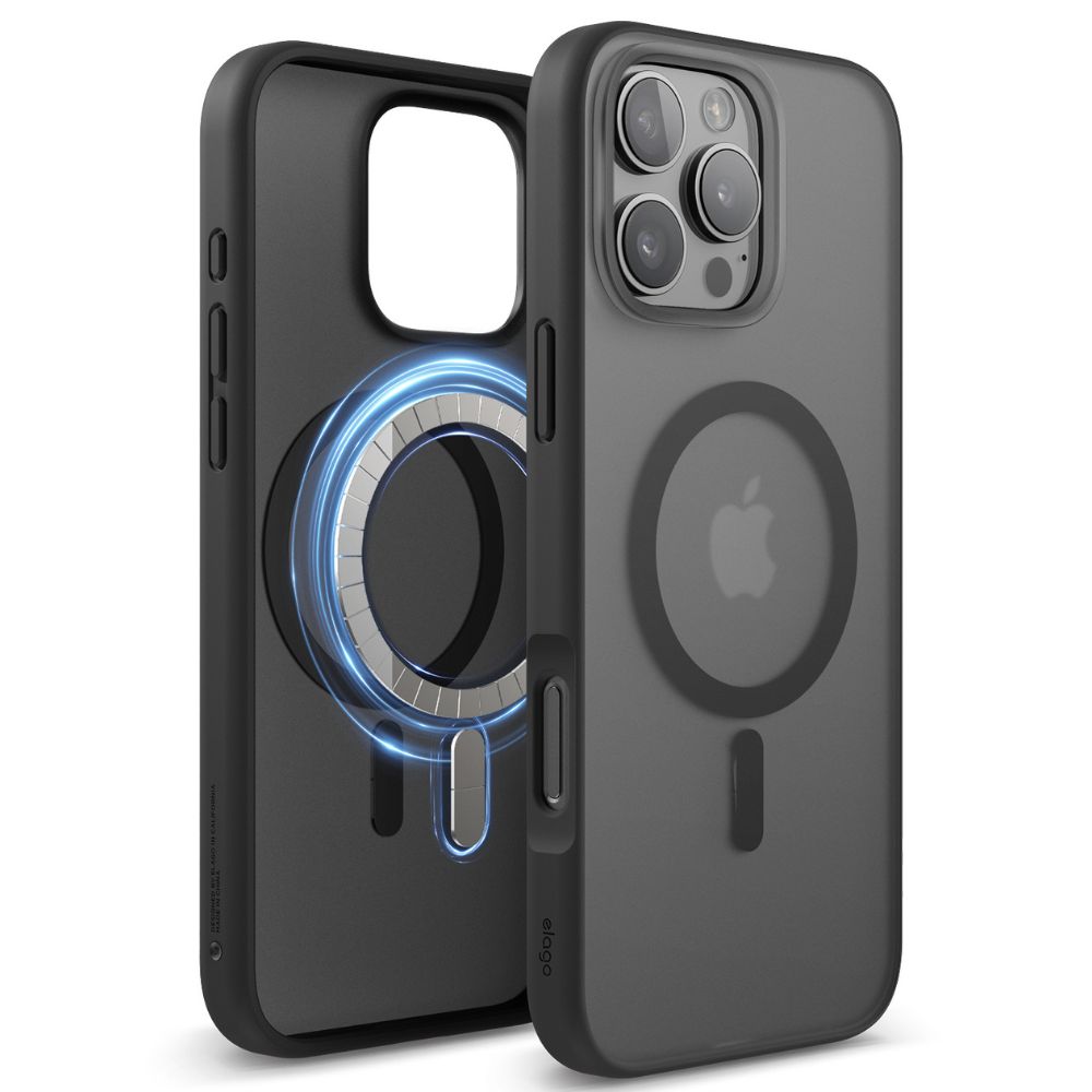 Elago Hybrid Magsafe Case for iPhone 16 Pro Max (Soft Drak Gray/Black)