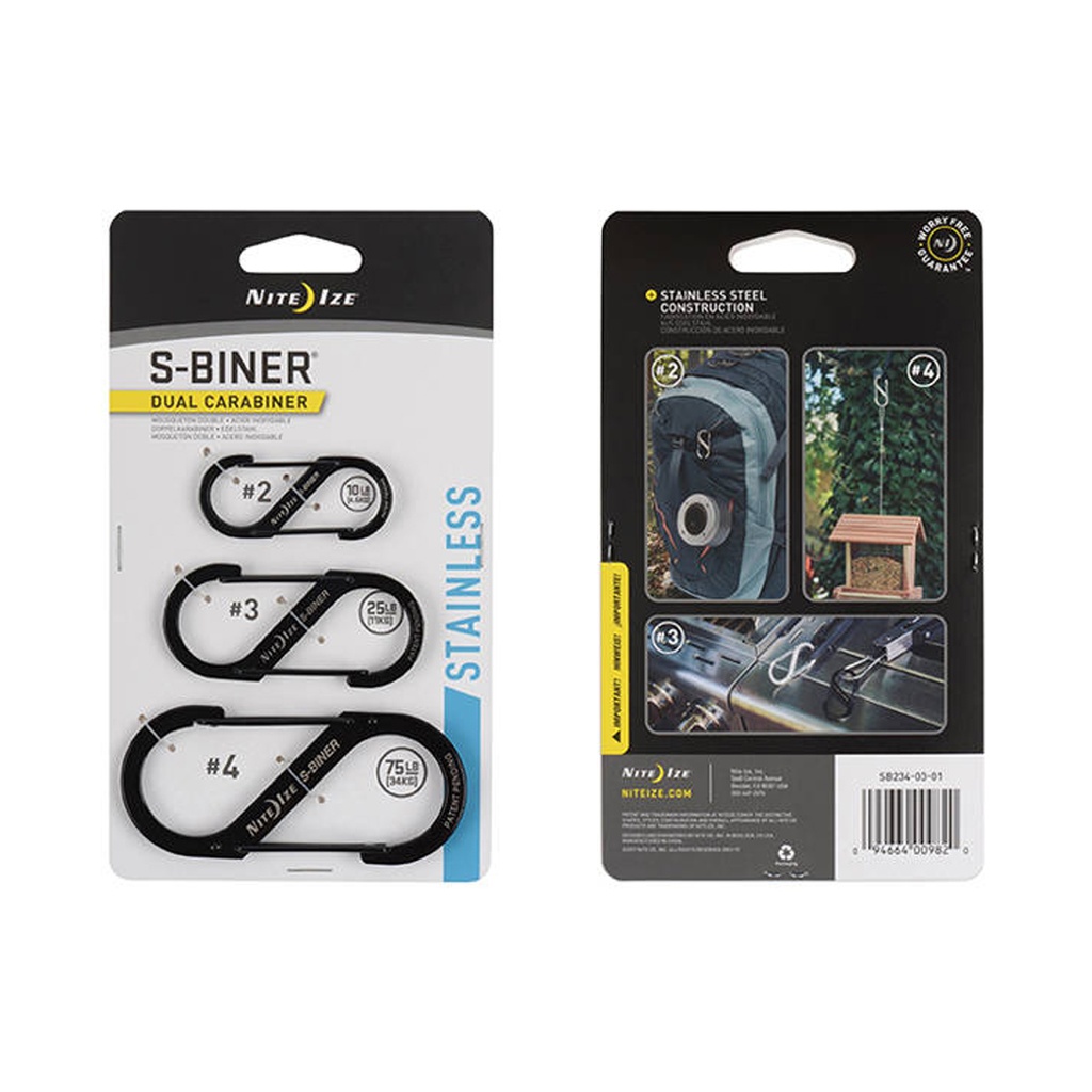NiteIze S-Biner Set #2 #3 #4 (Black)
