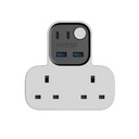 Momax 1-Charge Work Flow T-shaped Extention 2 Socket with USB (White)