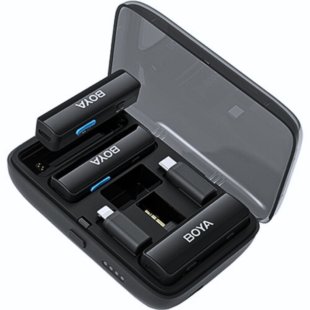 BOYA Microphone w-case with lightning-Type C- 3.5mm connector