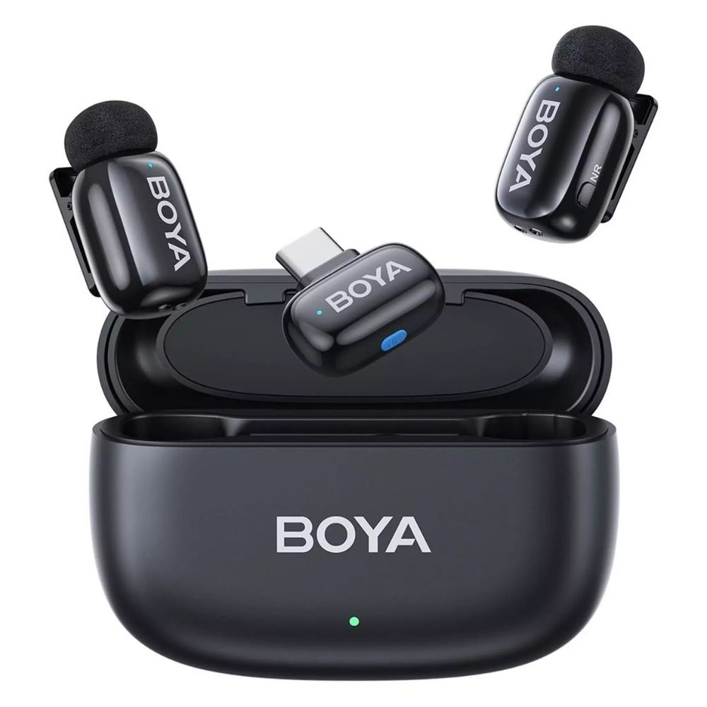 BOYA Smallest 2.4Ghz W/L Mic for Type-C device(2TX+1RX) w/charging case 