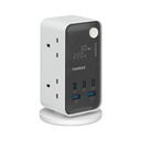 Momax 1-Charge Work Flow 6-Outlet Digital Display Power Tower with USB (White)