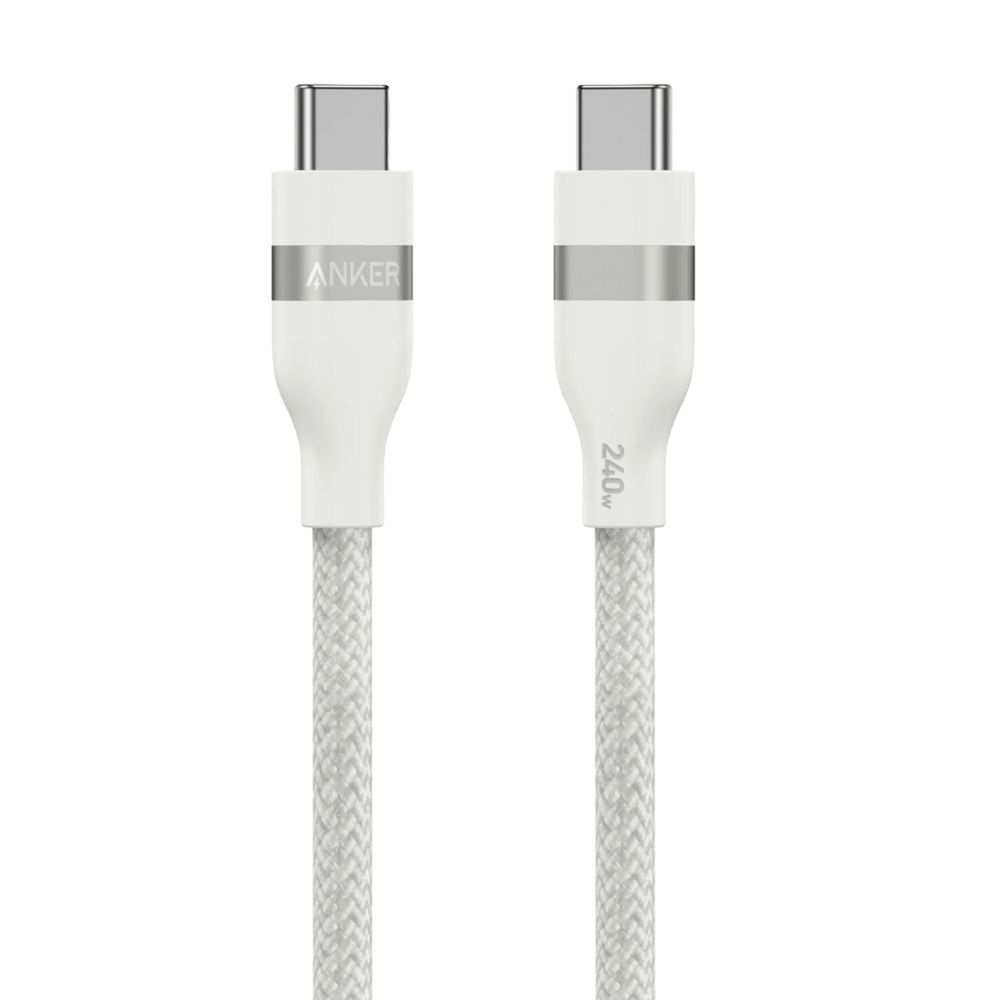 Anker USB-C to USB-C Cable 240W (Upcycled-Braided) (0.9m/3ft) (White)