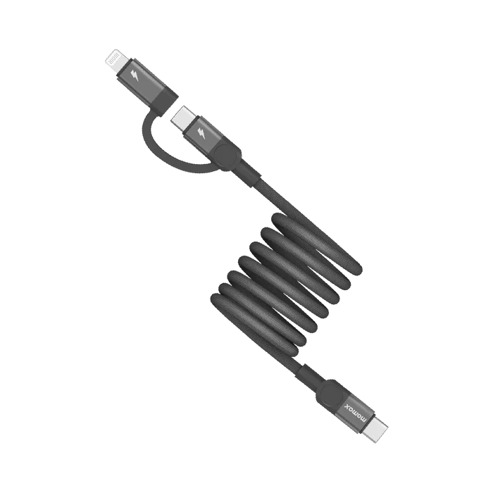 Momax Mag.link USB-C to C & Lightning Magnetic Cable 2m (Black)