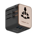 Momax 1-World2 35W 5-Port Dual AC Travel Adaptor (Desert Titanium)