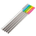 Fifty Fifty Stainless Steel Straws w/Silicone Tip & Cleaning Brush 4PK (Assorted)