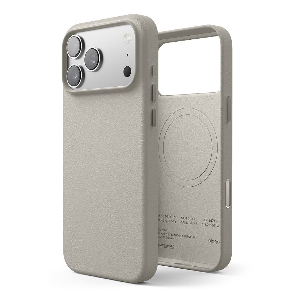 Elago Magnetic Leather Case for iPhone 17 Pro Max (Light Grey)
