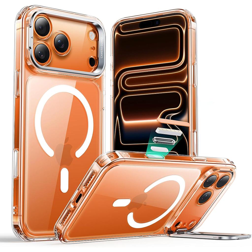 كفر ESR HaloLock Classic Hybrid مع ستاند مخفي (Stash Stand) لهاتف iPhone 17 Pro (شفاف)