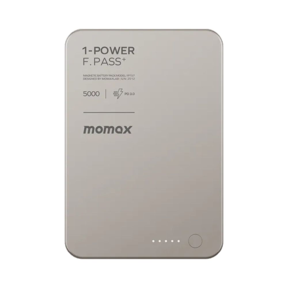 Momax 1-Power F.Pass+ 5000mAh Battery Pack with Built-in Cable and Magnetic attachment (Titanium)