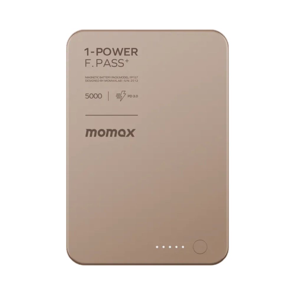 Momax 1-Power F.Pass+ 5000mAh Battery Pack with Built-in Cable and Magnetic attachment (Desert Titanium))