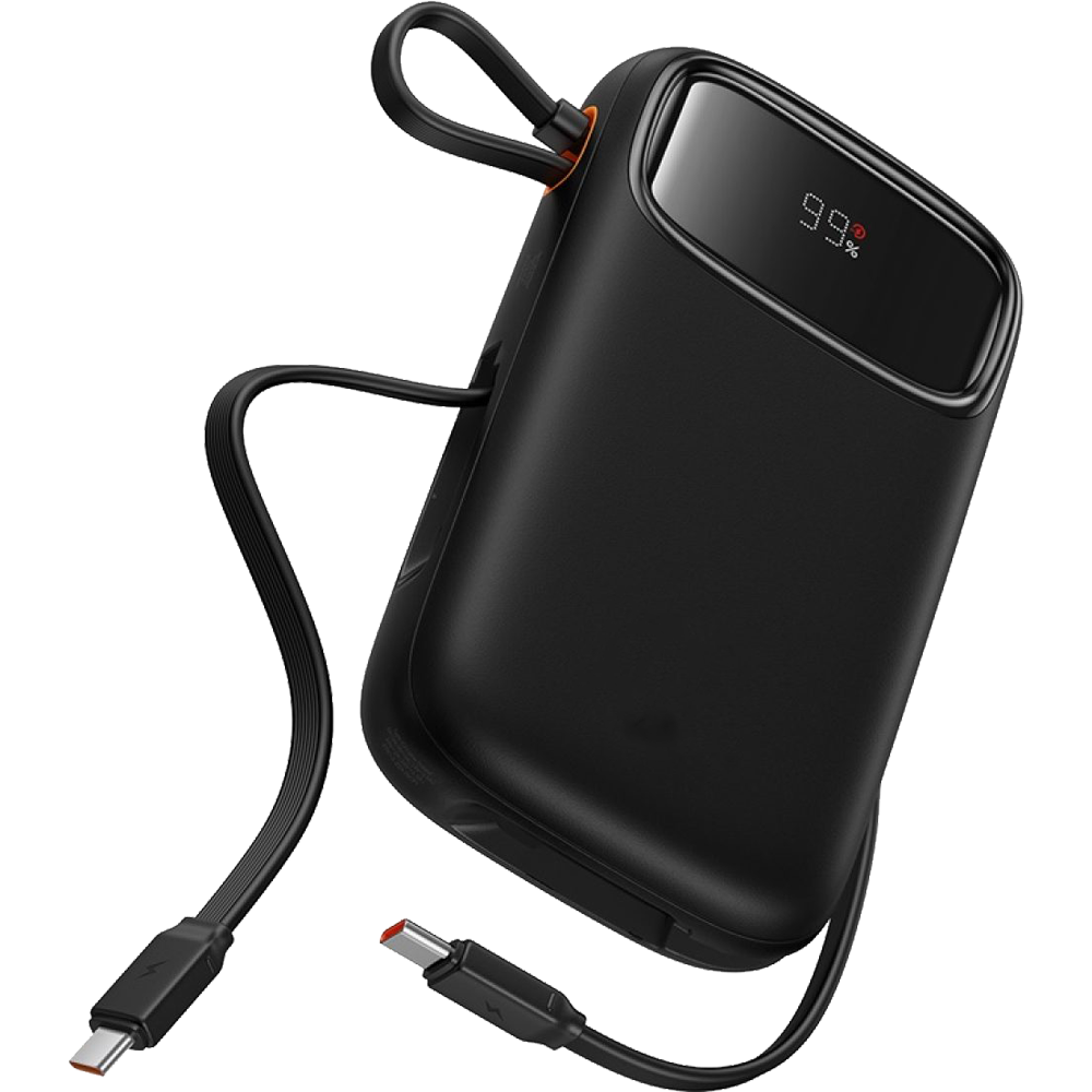 Baseus EnerFill FC31 Qpow3 Digital Display Power Bank with 2 Built-in USB-C Cables 10000mAh 45W (Cosmic Black)