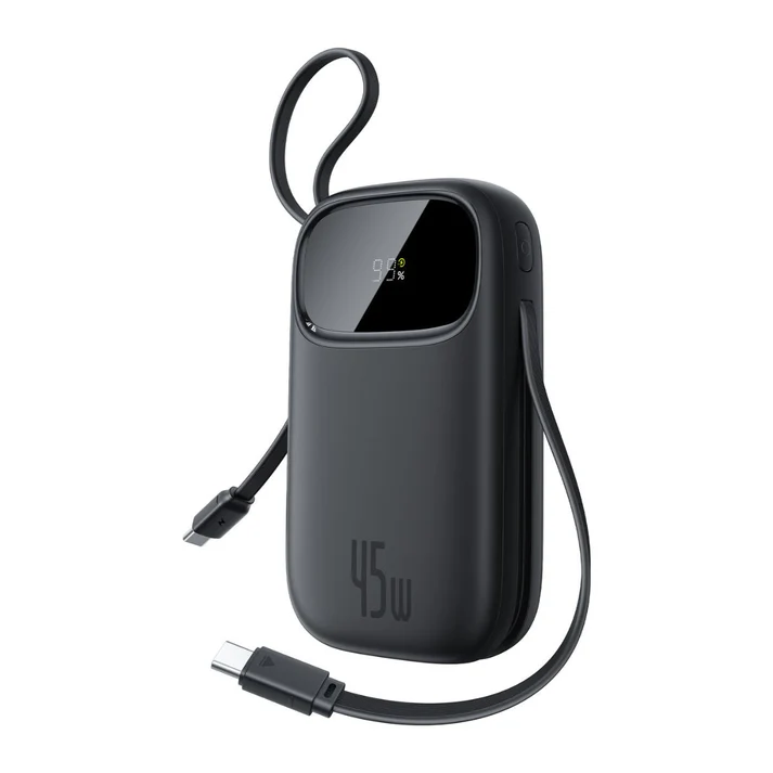 Baseus EnerFill FC31 Qpow 3 Digital Display Power Bank with USB-C+iP Cables 20000mAh 45W (Cosmic Black)